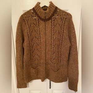 Woolrich Women’s Wool Blend Full Zip Front Grandpa Cardigan Open Pattern Size M